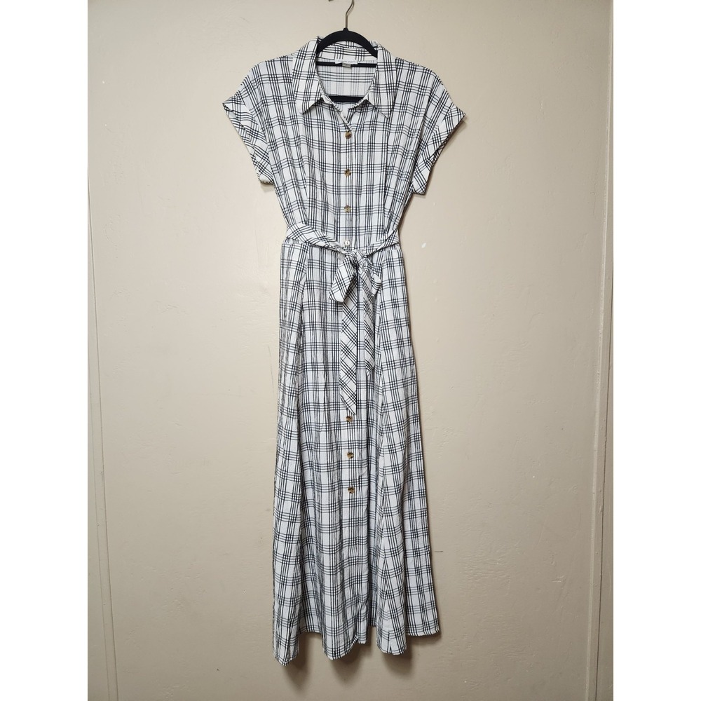 Calvin Klein Belted Midi Shirtdress Women's Midi Casual Dress Size 10 White